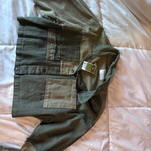 Two-Tone Green Button-Up Jacket